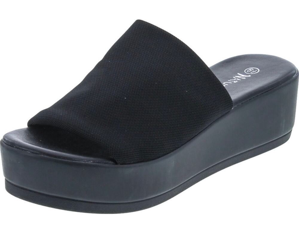 Vintage Y2K Nature Breeze stretchy slip on peep toe backless platform sandal